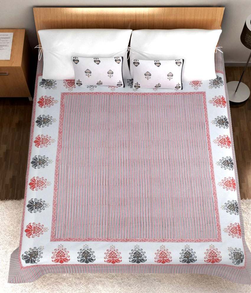 Ratan Jaipur Red Traditional Cotton Bed Cover with two Cushion Covers Buy Ratan Jaipur Red