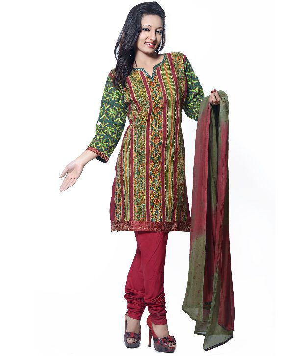 Utsav Fashion Multi Printed Cotton Stitched Straight fit Salwar Suits ...