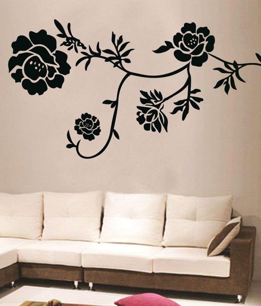 Decals Arts Black Floral Wall Stickers - Buy Decals Arts Black Floral Wall Stickers Online at