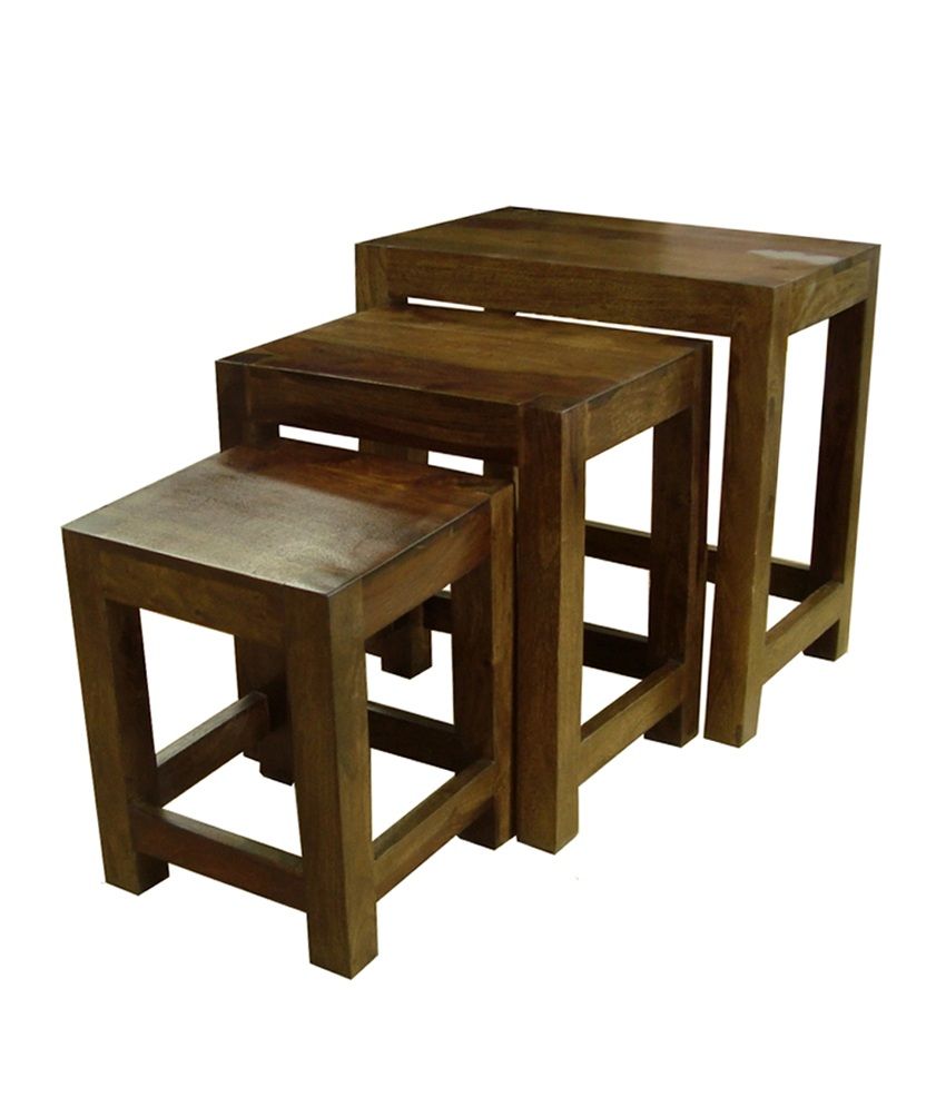 Set of 3 Sheesham Wood Nesting Tables Buy Set of 3 Sheesham Wood Nesting Tables Online at Best