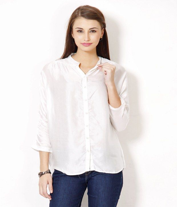 white satin shirts for ladies