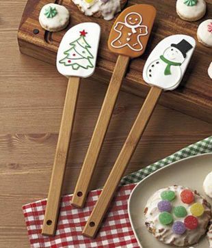 Christmas Spatulas Brown Silicone Head And Bamboo Handle Spatula