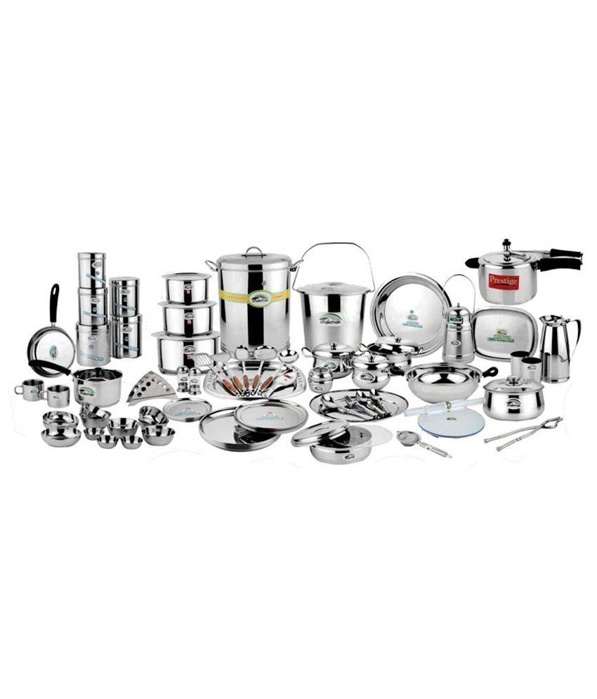 Stainless Steel Kitchen Set Price chakmak bridal set 121 pcs with free cooker buy online at best price in india snapdeal