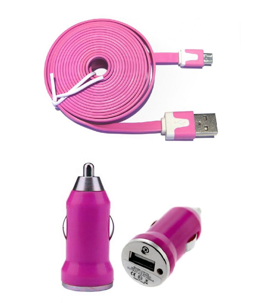 Fuson Car Usb Charger + Micro Usb Data Cable For Samsung Galaxy S4 Mini  I9192 (Magenta) - All Cables Online at Low Prices | Snapdeal India