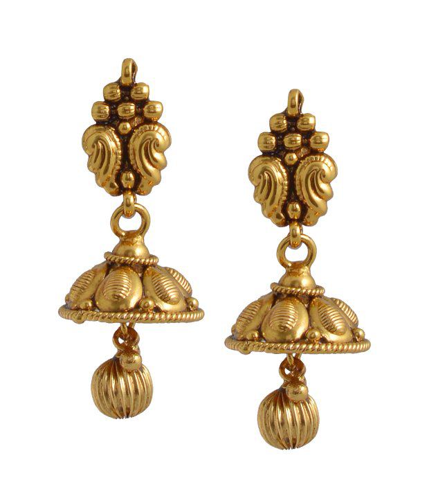 Varaagk Antique Finish Small Jhumki With Golden Drop - Buy Varaagk ...