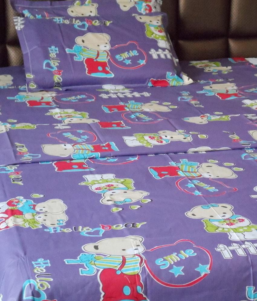 Snuggle Cute Cartoon Radium Print Single Bed Sheet Buy Snuggle Cute