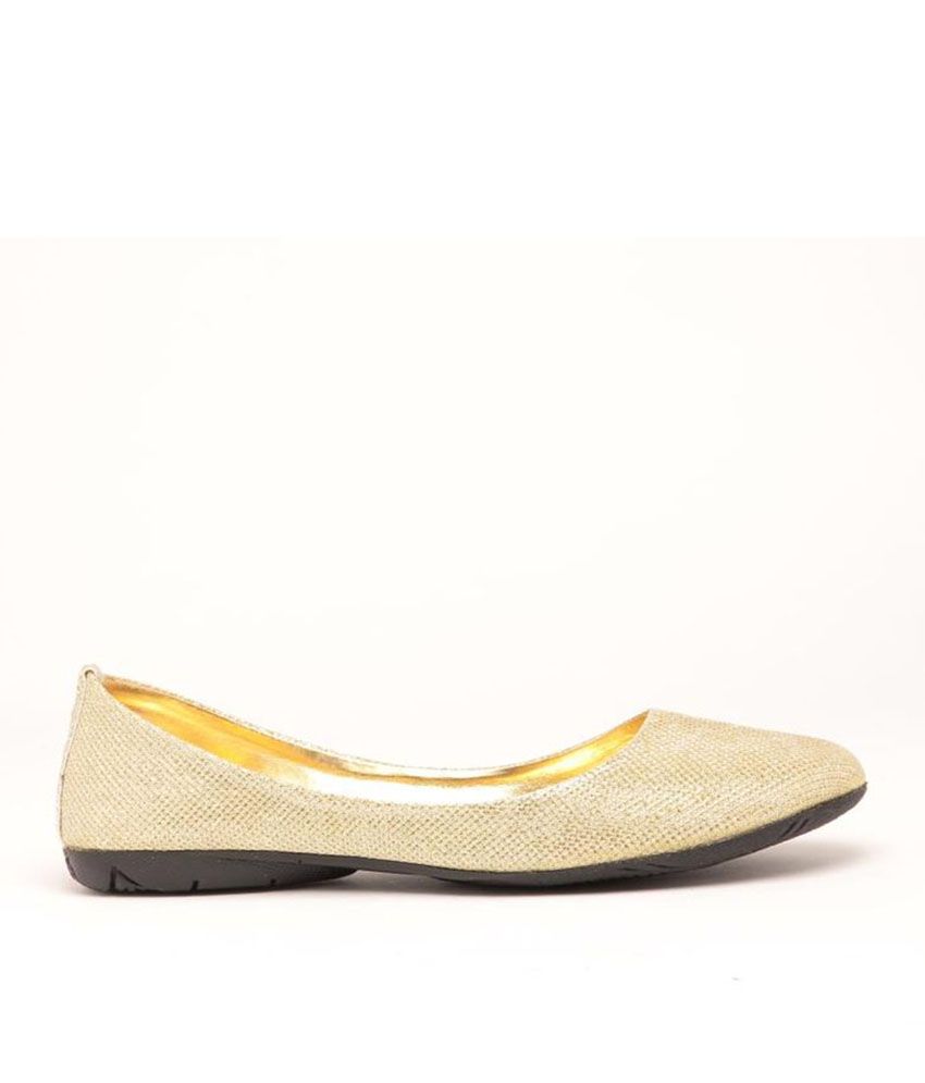 gold ballerina flats
