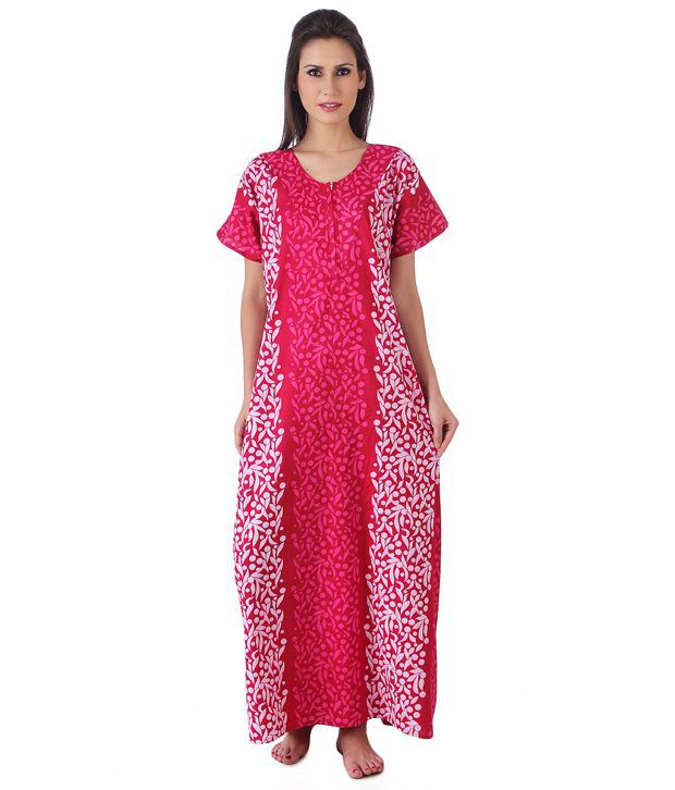 Buy Masha Cotton Nighty & Night Gowns - Pink Online at Best Prices in ...