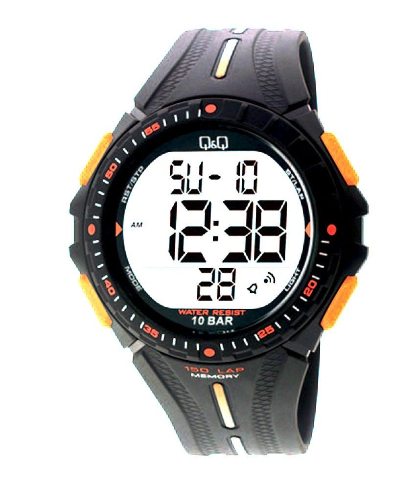 Q amp;Q Digital Watch Dial AA1 Multi Strap Black