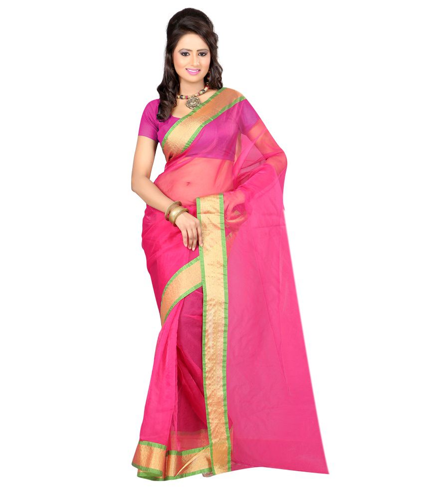 Sanju Sarees Pink Faux Tissue Saree - Buy Sanju Sarees Pink Faux Tissue ...