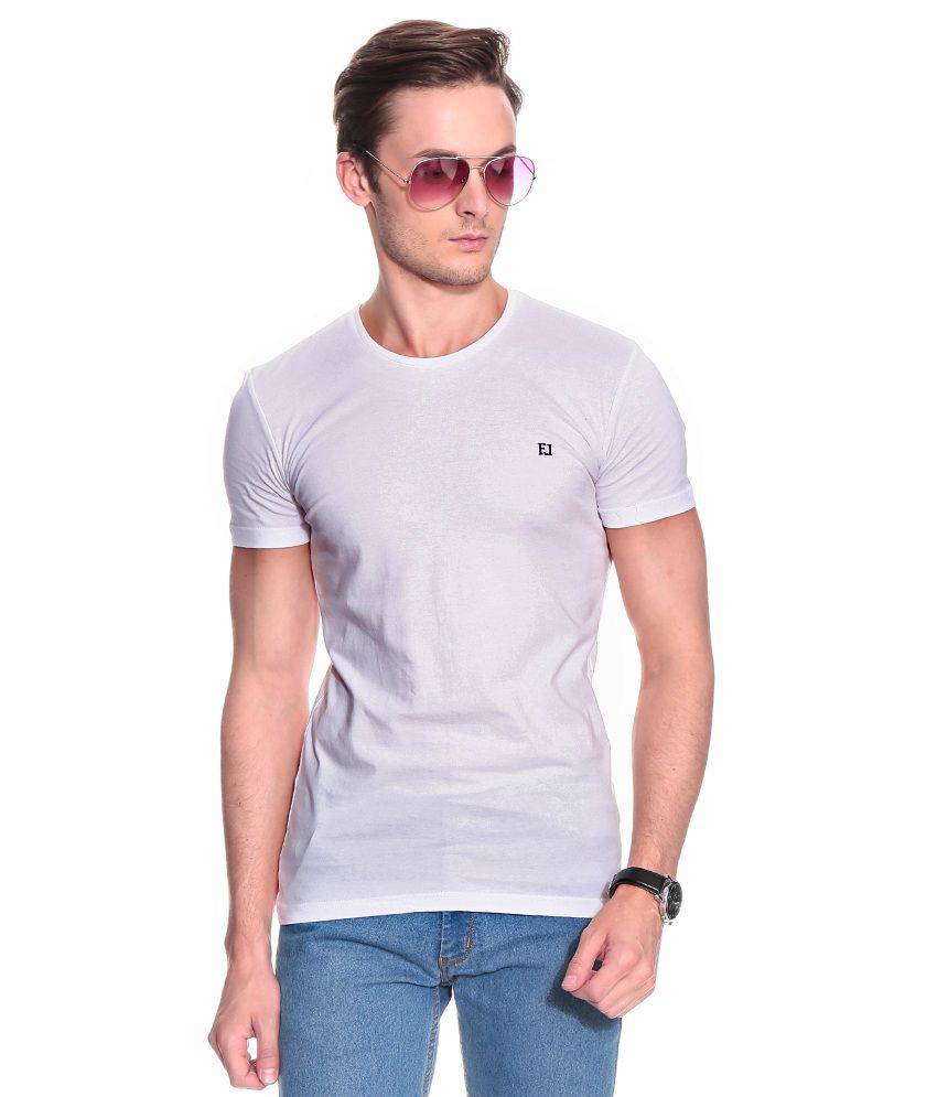 Franco Leone White Half Cotton Round T-Shirt - Buy Franco Leone White ...