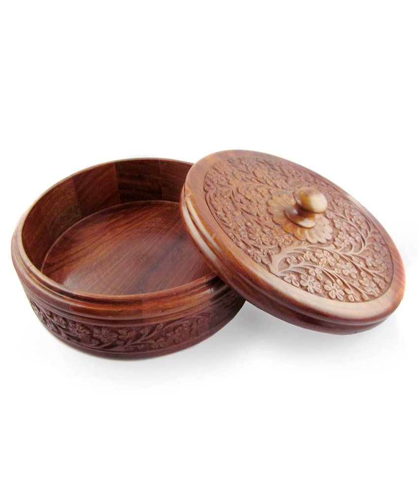 Homeandbaaar Beautifully hand carved wooden chapati roti box Buy