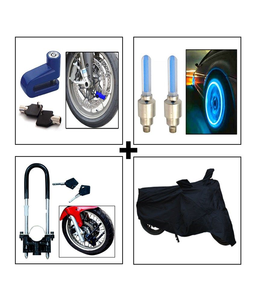 Vheelocityin Disc Lock + Front Wheel Lock + Tyre Led + Bike Body Cover