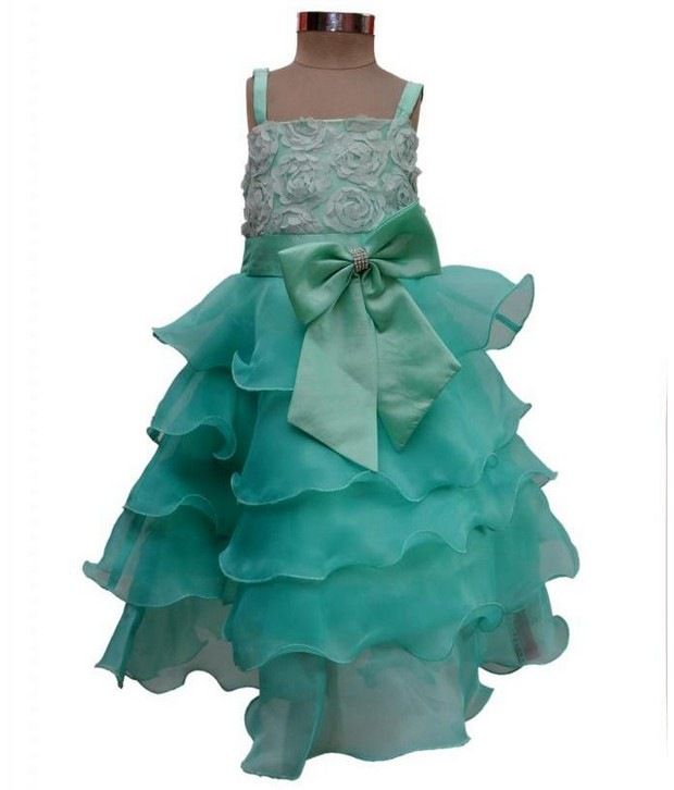 green colour party frocks