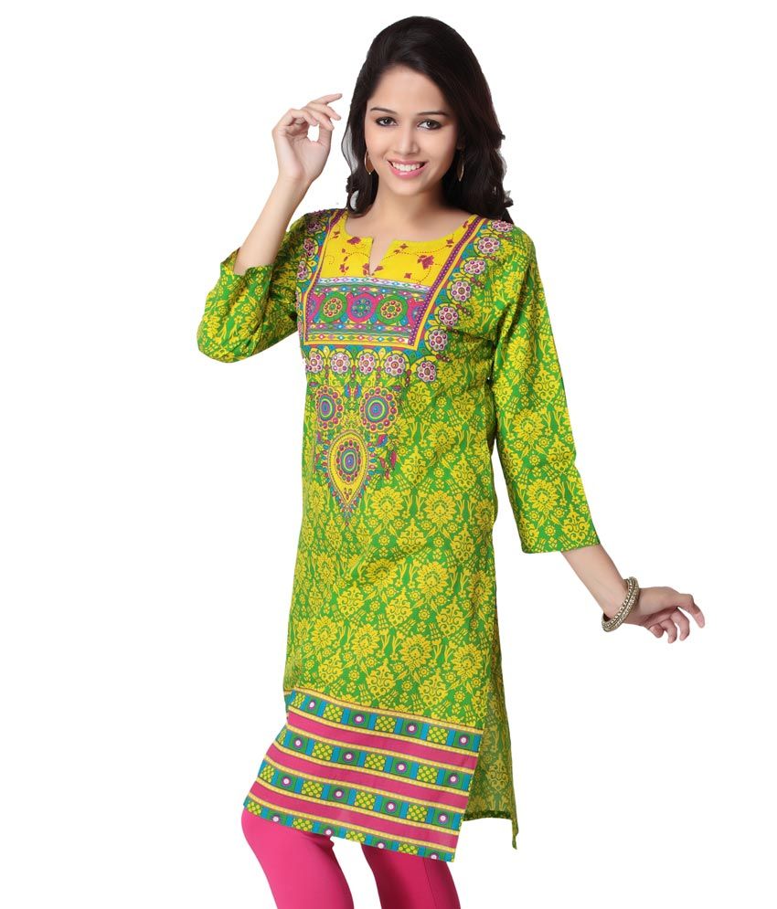 Black Printed 3/4Th Sleeve Cotton Kurta main image 0