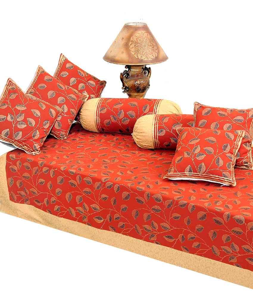Heritage Brown Natural Cotton Diwan Set Goldline 6 Pcs Buy Heritage