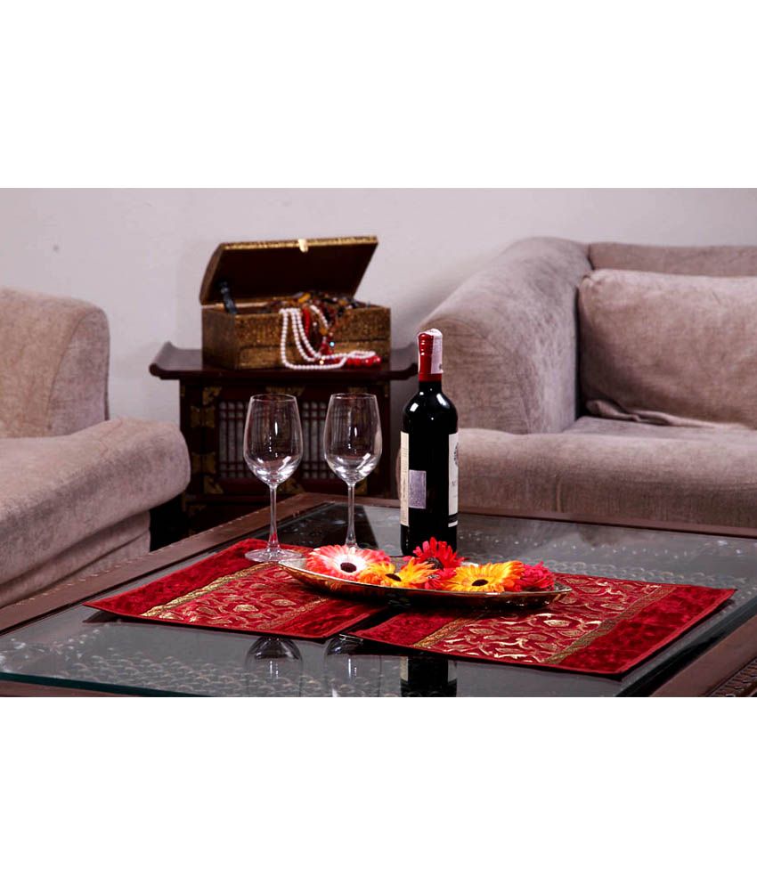 Jodhaa Red & Gold Ethnic Table Mats 8 Seater 8 Pcs Buy Jodhaa Red
