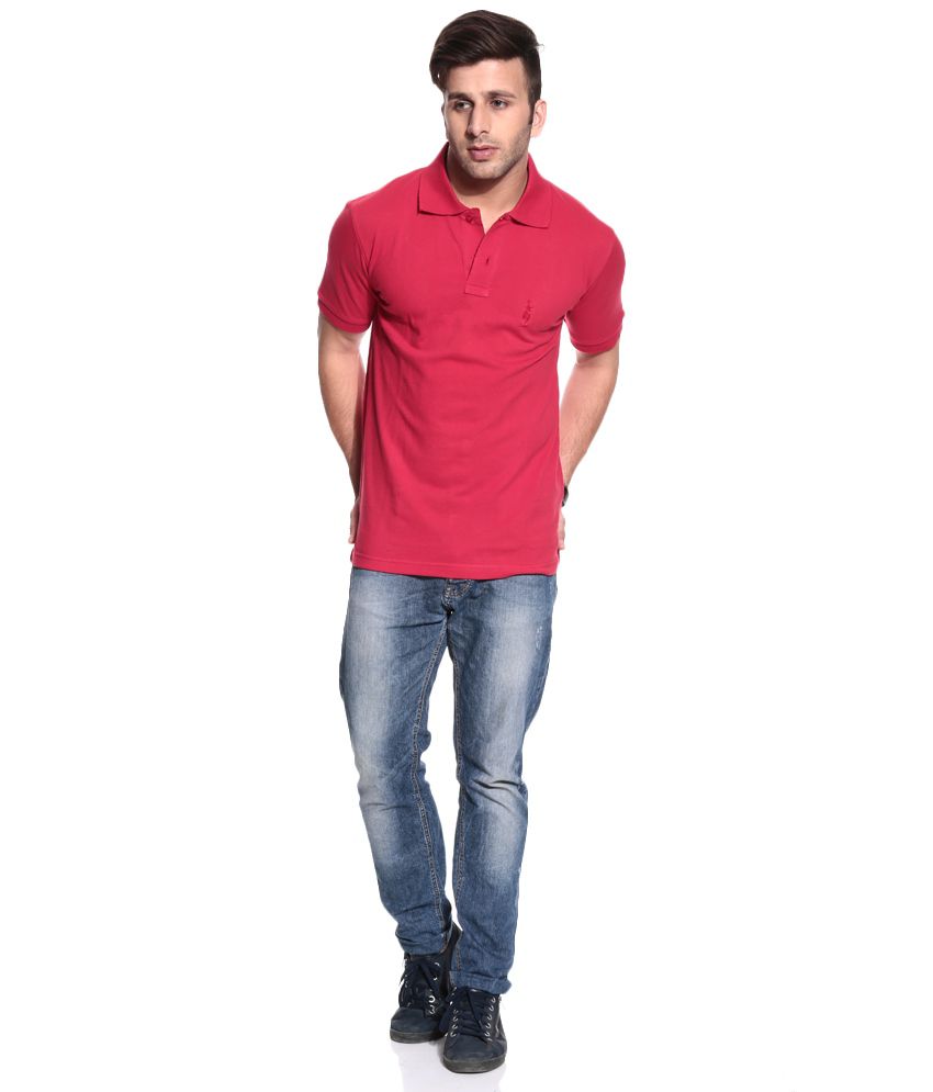 Posh 7 Red Half Polo T-Shirt - Buy Posh 7 Red Half Polo T-Shirt Online ...