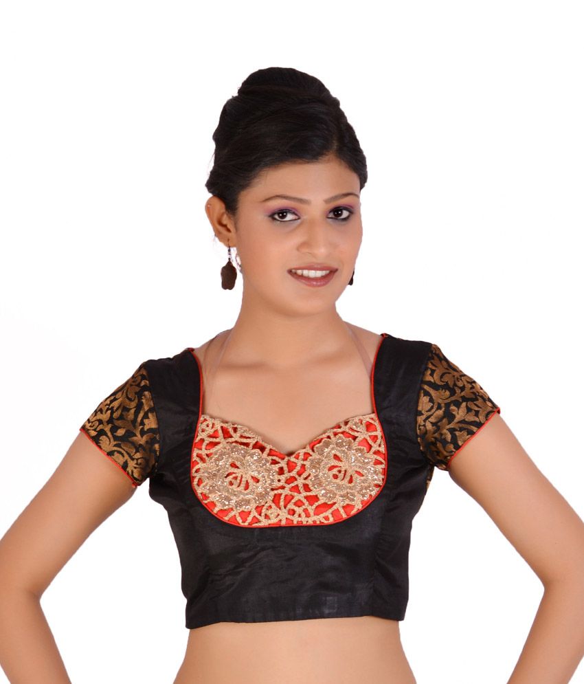 black brocade saree blouse