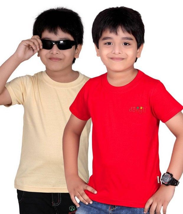 Dongli Pack of 2 Rich Look Boys Multi Colors Half Sleeves T-Shirts
