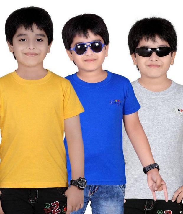 Dongli Pack of 3 Excellent Boys Multi Colors Half Sleeves T-Shirts