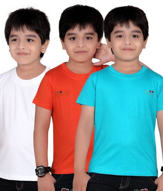 Dongli Pack of 3 Smart Trendy Boys Multi Colors Half Sleeves T-Shirts