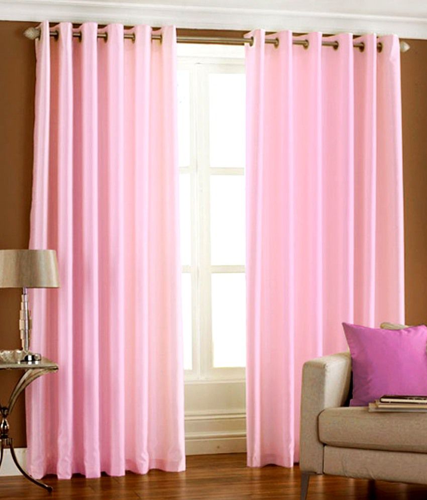 Sai Arpan Solid Pink Eyelet Door Curtain 9 Feet Solid Buy Sai Arpan