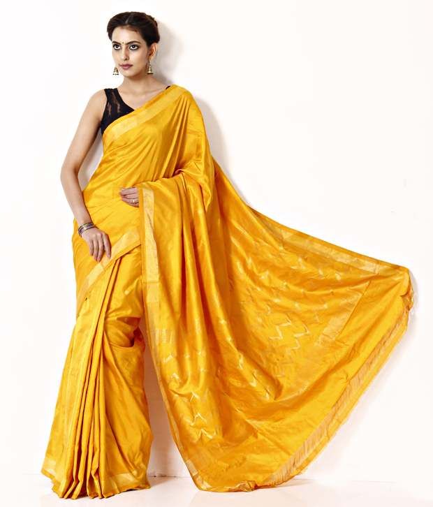 Uppada Sarees Yellow Silk Mysore Silk Saree With Blouse Piece Buy