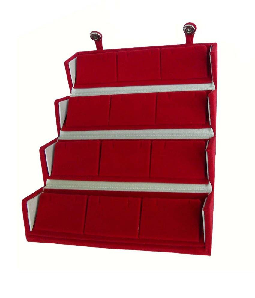 Theshopy Cuboidal Red Velvet Jewellery Box Buy Theshopy Cuboidal Red Velvet Jewellery Box At