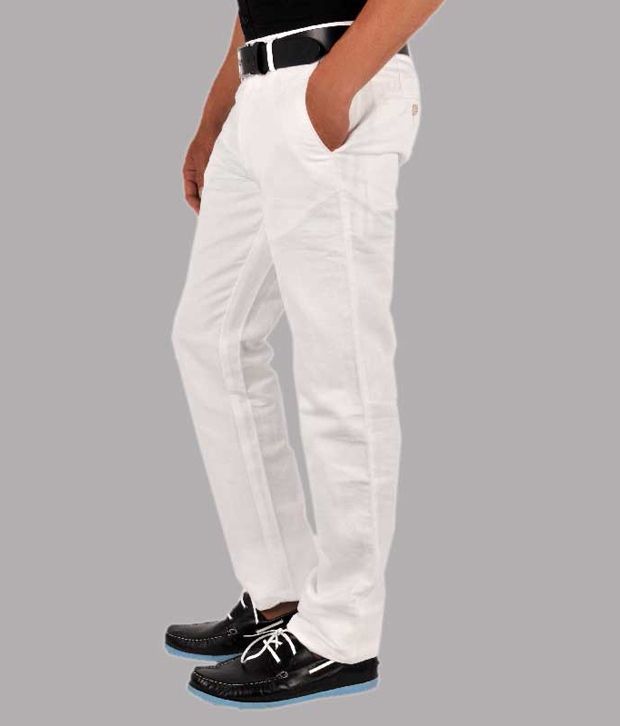 Allen Solly Cotton Trousers White Slim 