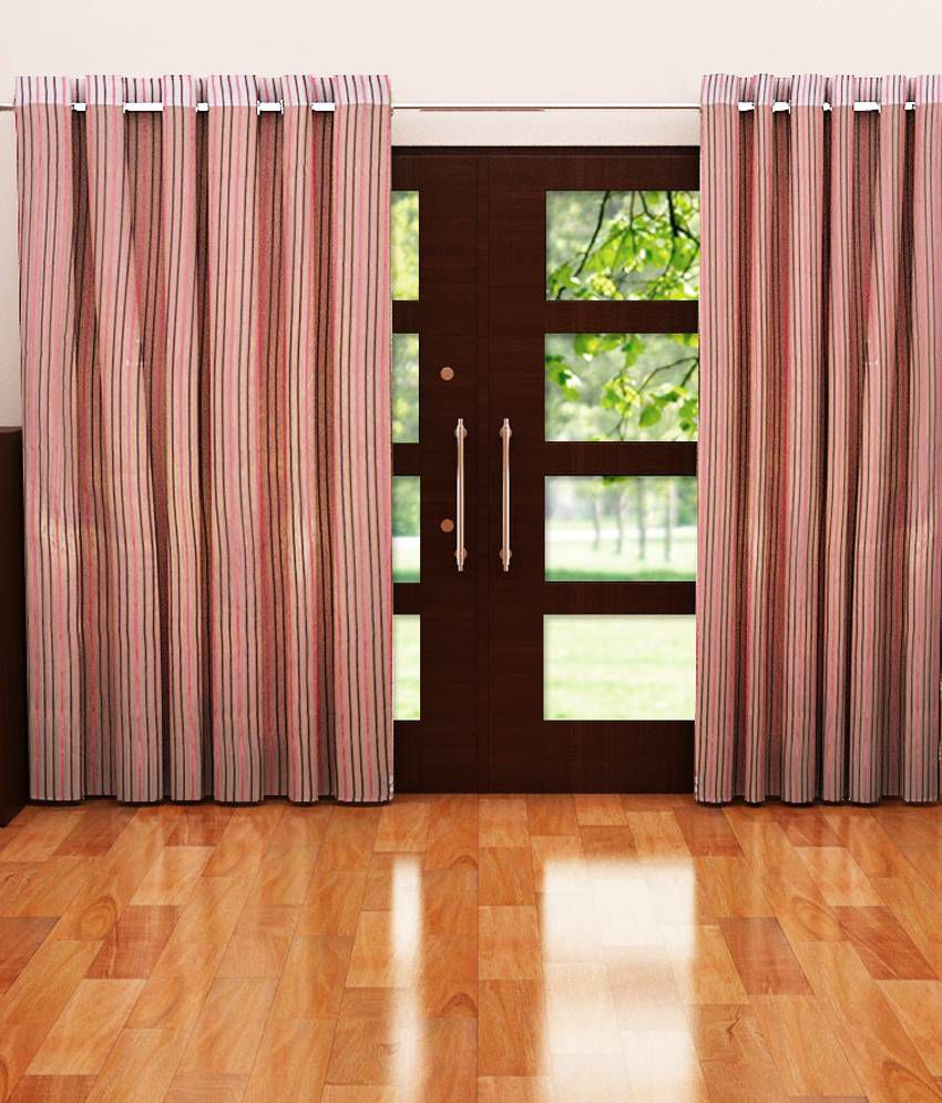     			Home Candy Set of 2 Door Eyelet Curtains Stripes Multi Color