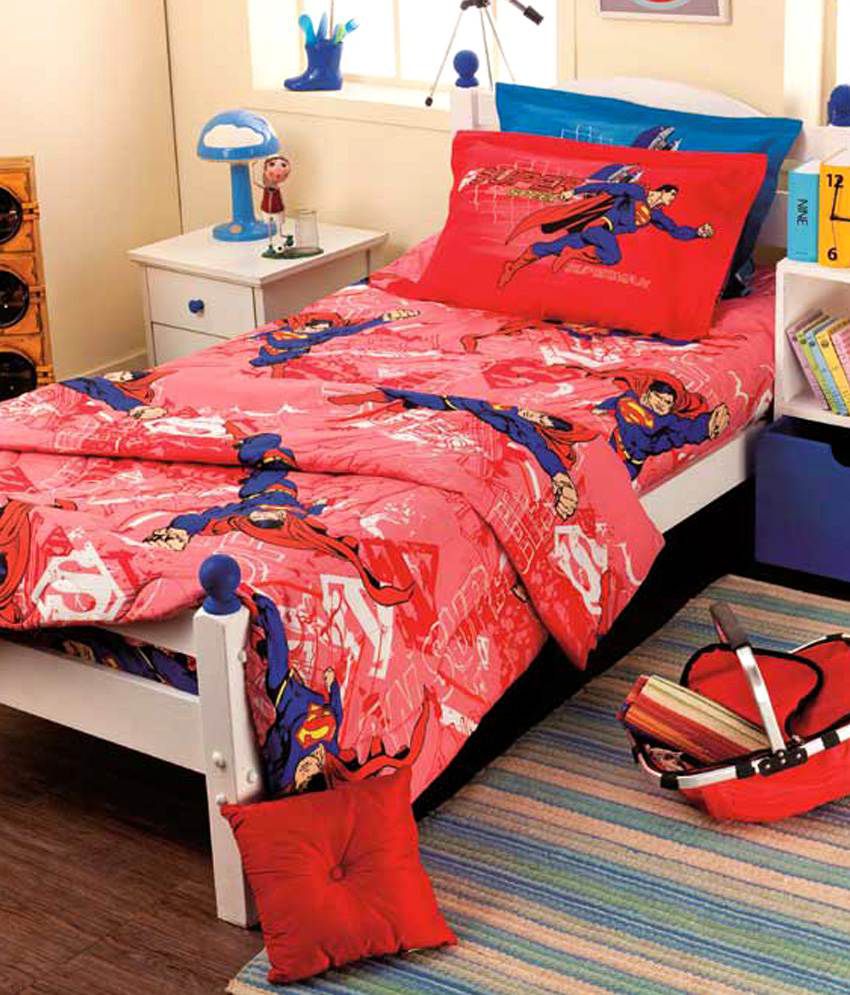 Portico New York Superman Double Kids Bedsheet Set Red Buy