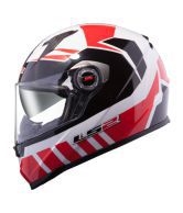 LS2 - Helmet - FF 322 Voltage White Red [Size : 58cms] - ECE Certified