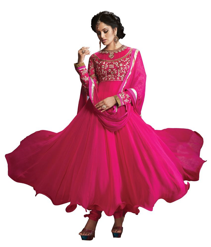 white world Pink Georgette Anarkali Semi-Stitched Suit Price in India - Buy  white world Pink Georgette Anarkali Semi-Stitched Suit Online at Snapdeal