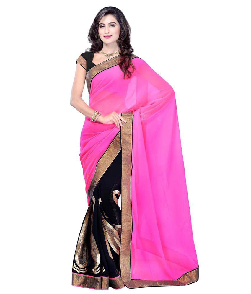 Gitanjali Fashions Pink Georgette Saree - Buy Gitanjali Fashions Pink ...