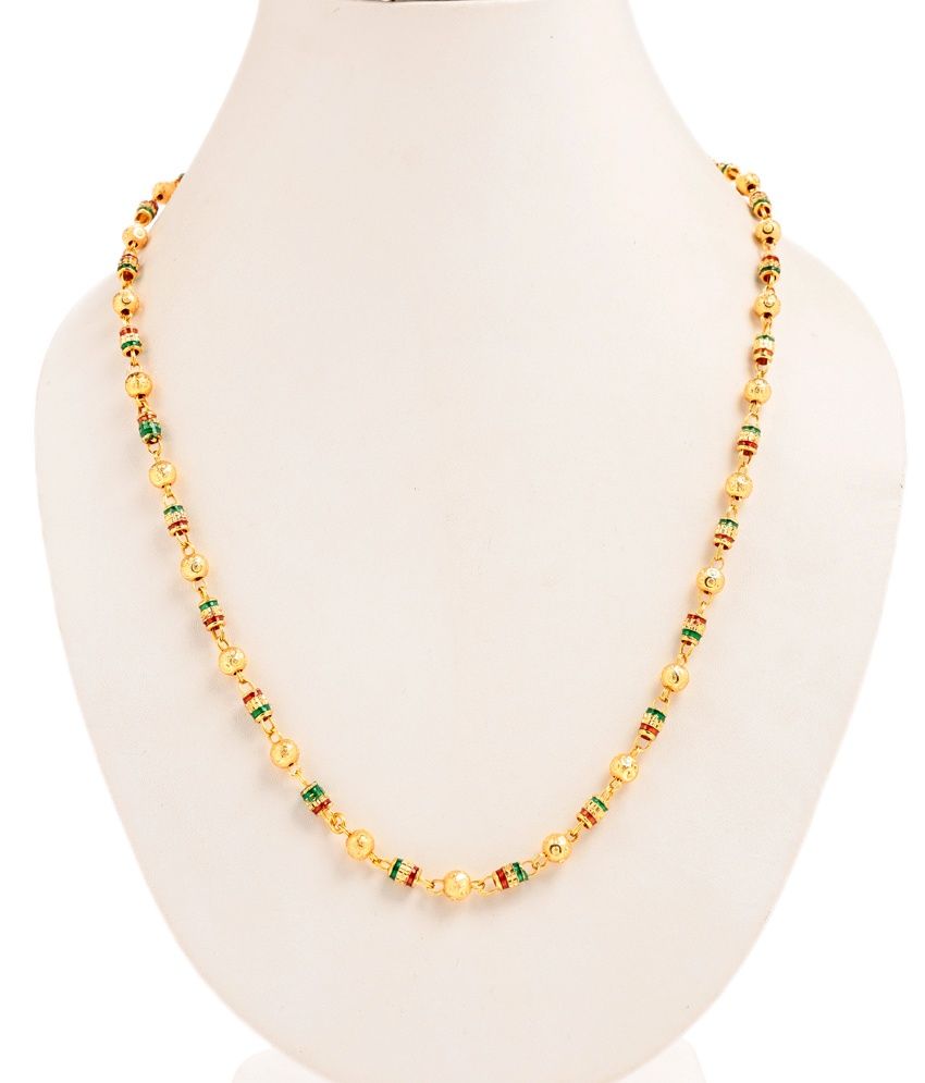 Gold Plated Green and Red Beaded Simple Chain by GoldNera with free ...