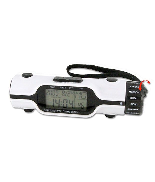Power Plus White Round World Time Clock With Torch Buy Power Plus