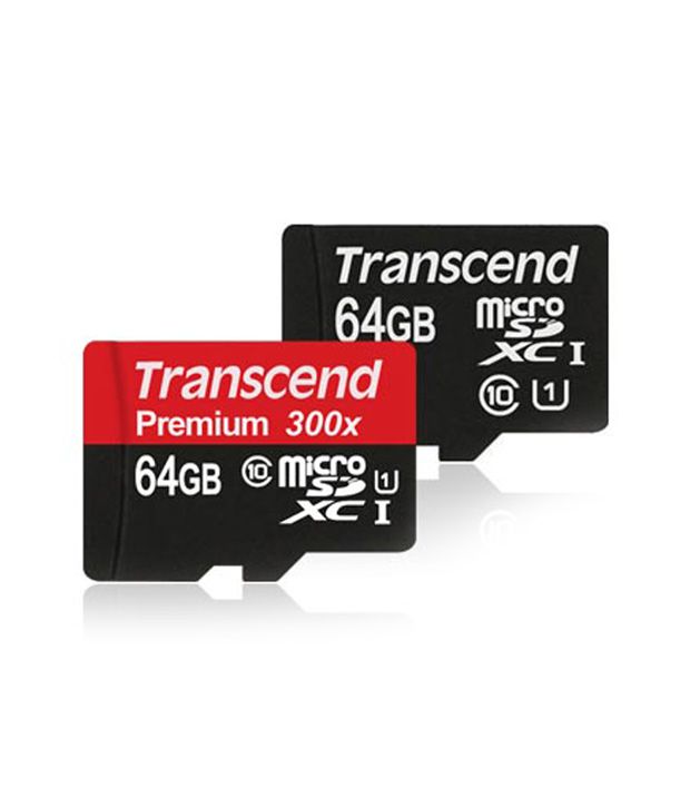     			Transcend MicroSDHC Premium, 300x, 45Mbps, Class 10, SDXC 1,UHS-1, 64GB With Adapter