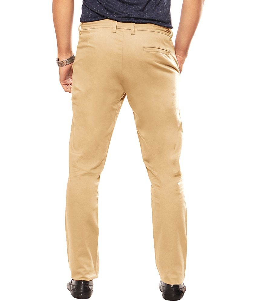 Uber Urban Khaki Cotton Lycra Casual Chinos - Buy Uber Urban Khaki ...