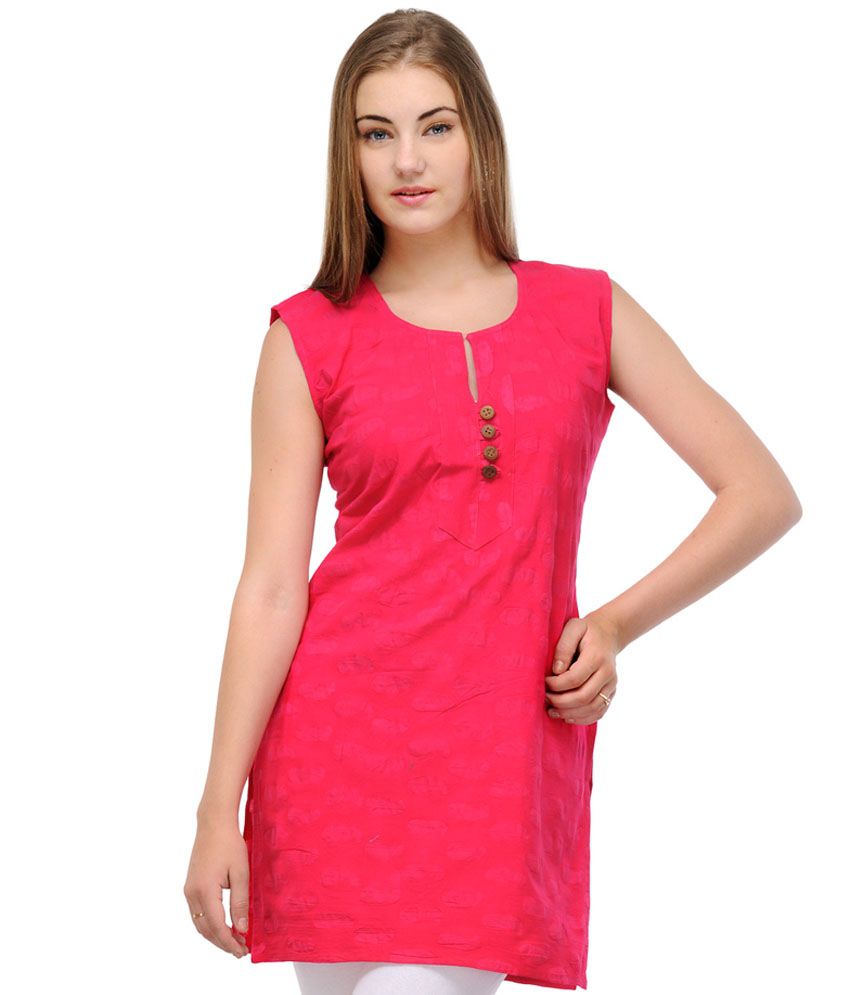 Sukuma Pink Paisley Batik Print Kurti - Buy Sukuma Pink Paisley Batik ...