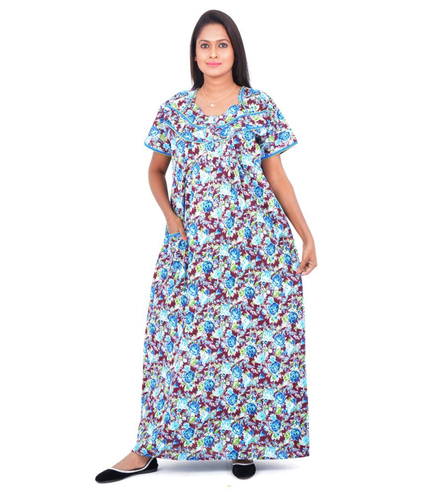 Buy Pommys Blue Cotton Nighty Online at Best Prices in India - Snapdeal