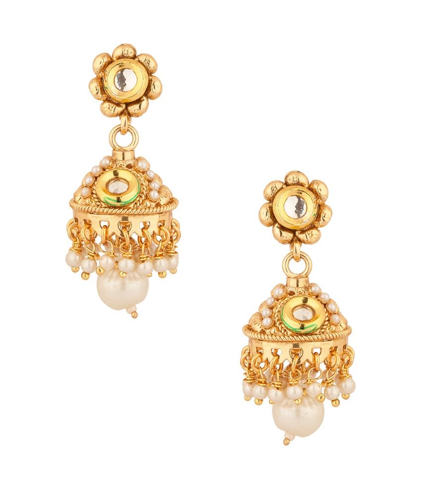 Voylla Jhumki Earrings With Kundan Inspired Design - Buy Voylla Jhumki ...