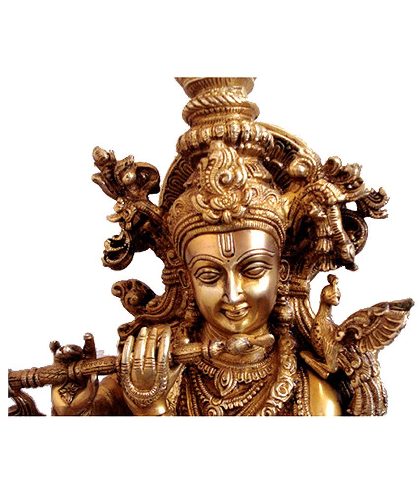 SmartShophar Gold Brass Lord Krishna Antique Statue: Buy SmartShophar