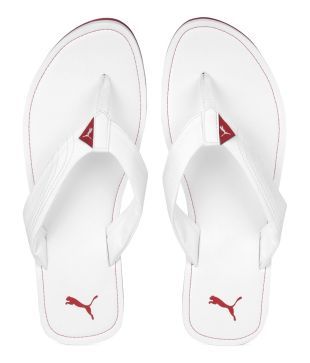 puma white flip flops