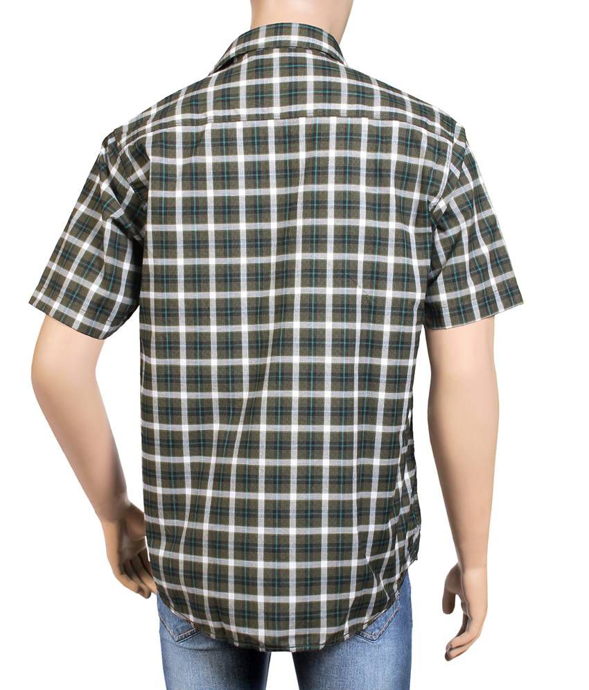 Accoy Khaki Checkered Shirt - Buy Accoy Khaki Checkered Shirt Online at ...