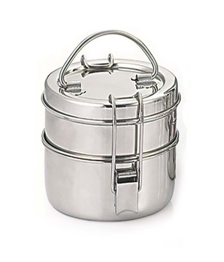     			Neelam Tiffin Plate 8x2 Steel Lunch Box 2 Container (Pack of 1)