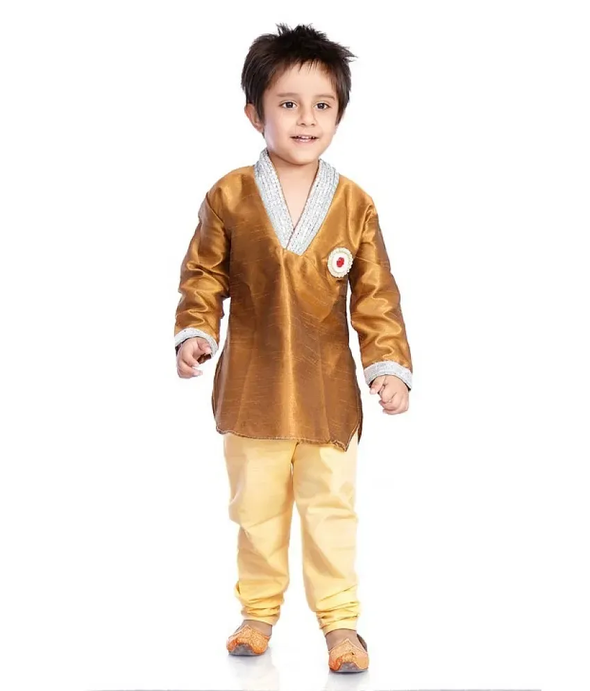 Roli Poly Full Sleeves Brown Color Designer Kurta Pyjama Set For Kids-Boys  - Buy Roli Poly Full Sleeves Brown Color Designer Kurta Pyjama Set For Kids- Boys Online at Low Price - Snapdeal