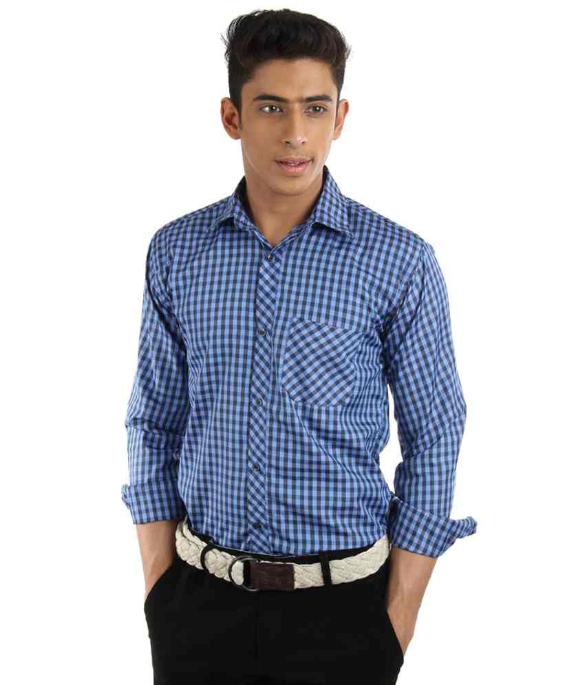 Kiosha Blue Square Checks Shirt - Buy Kiosha Blue Square Checks Shirt ...