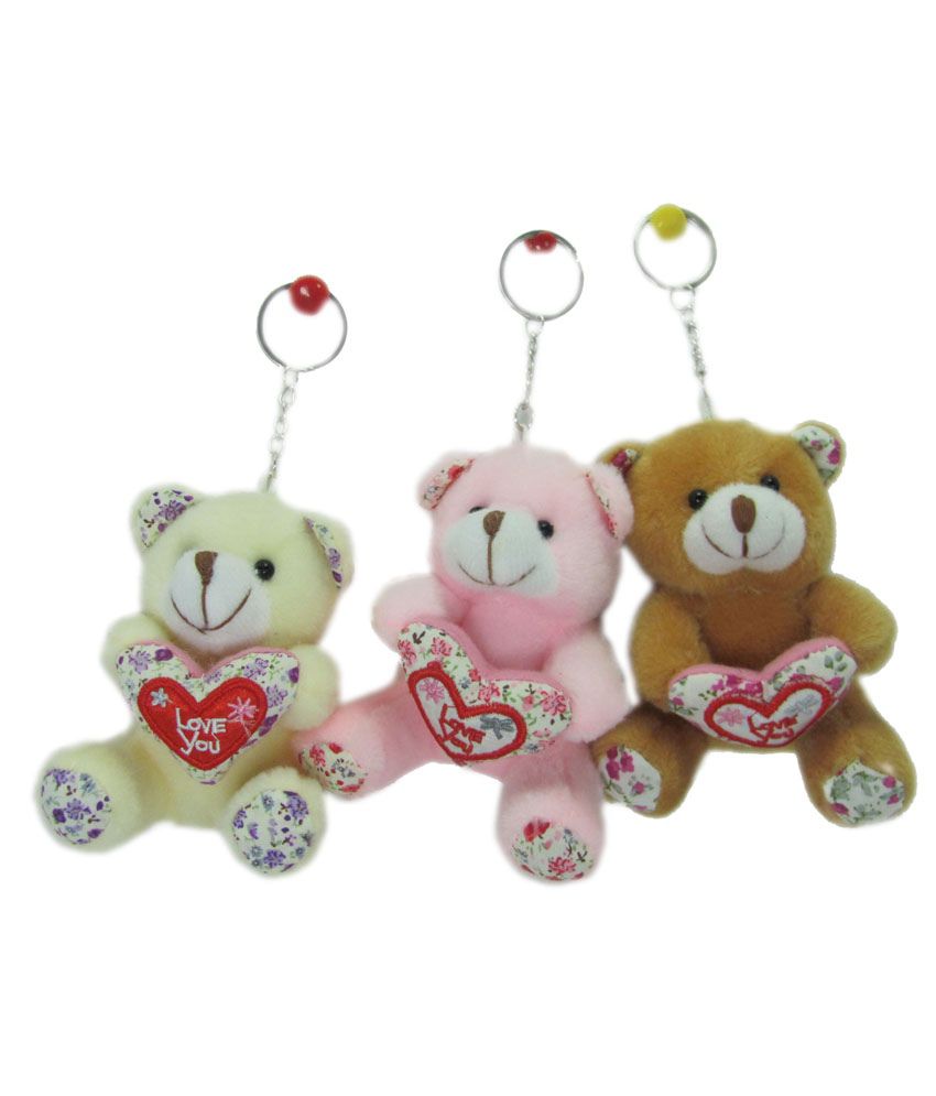     			Tickles Cute Plush Teddy Bear Love Keychain (Combo Set of 3) Toy Valentine Day Gift for Girlfriend Boyfriend (12 cm)