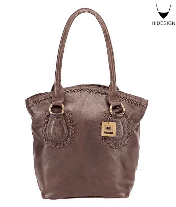 Hidesign Dusky Brown False Stitch Handbag - Buy Hidesign Dusky Brown ...